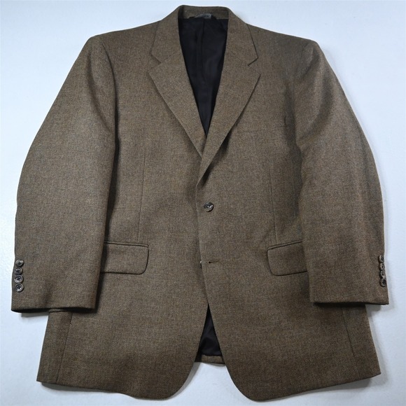 Jos A Bank 42S Brown Birdseye 100% Wool Tweed Mens Blazer Suit Jacket Sport Coat